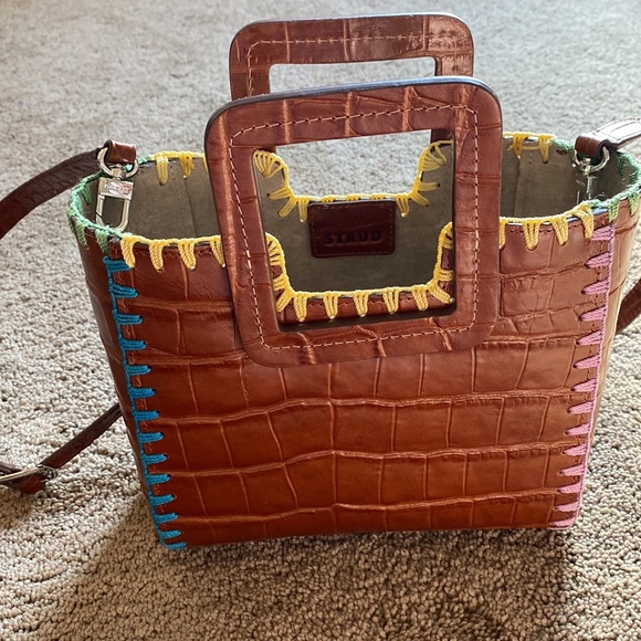 Staud Shirley Croc Crochet Edge Bag. Comes with matching pouch! - Picture 4 of 15